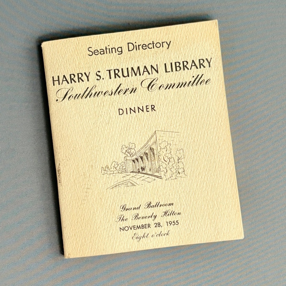 1955 Harry S Truman Library Dinner Seating Directory | Beverly Hilton Sinatra